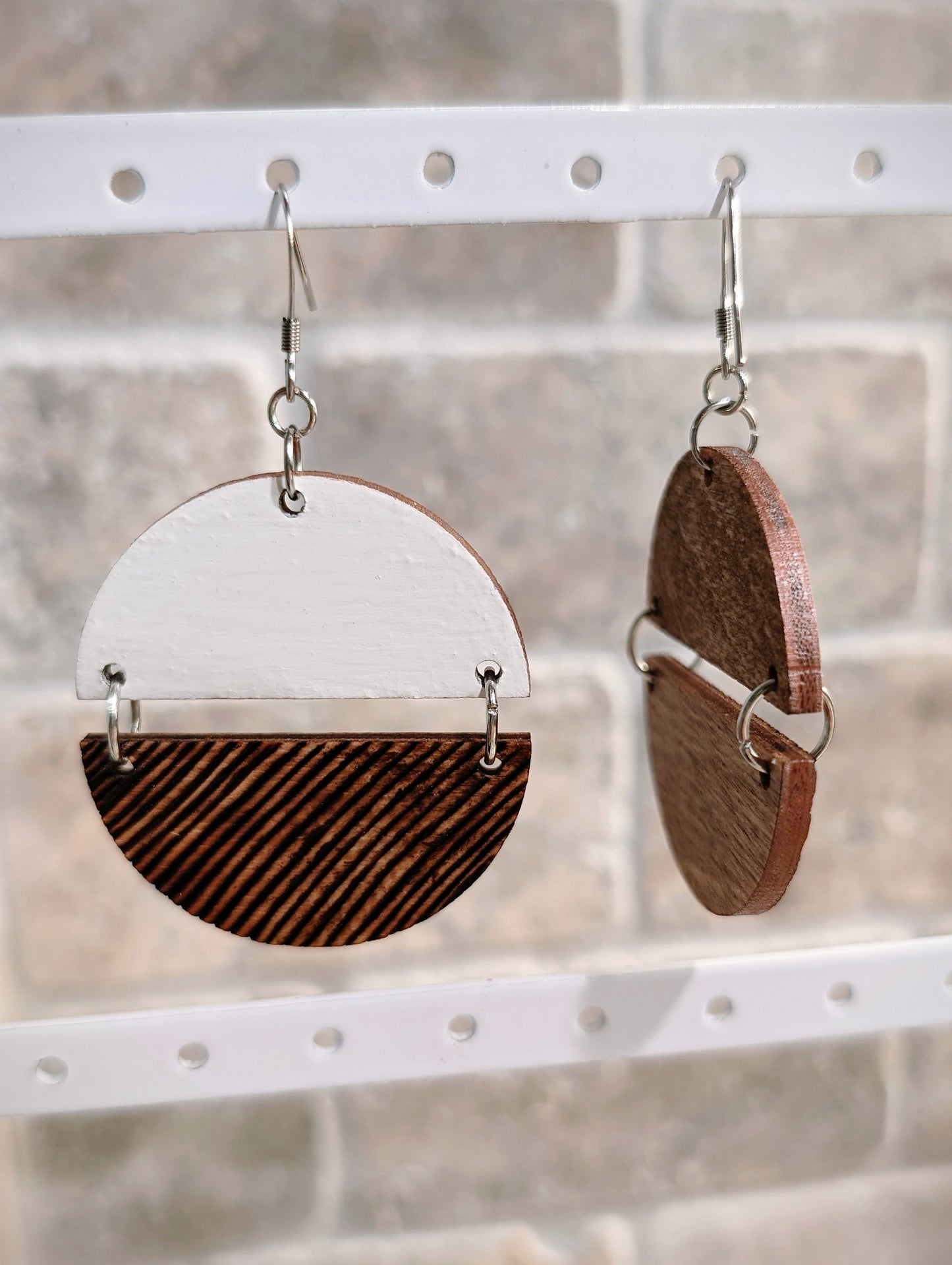 Two Toned Woodburned Earrings